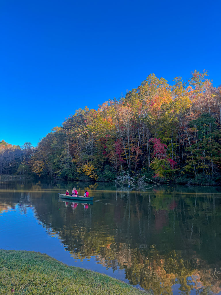 canoeing on lake